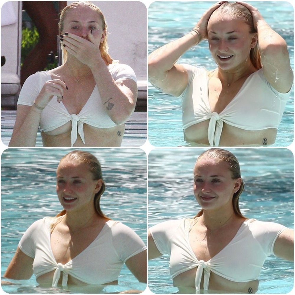 Sophie Turner in a swimsuit breast
