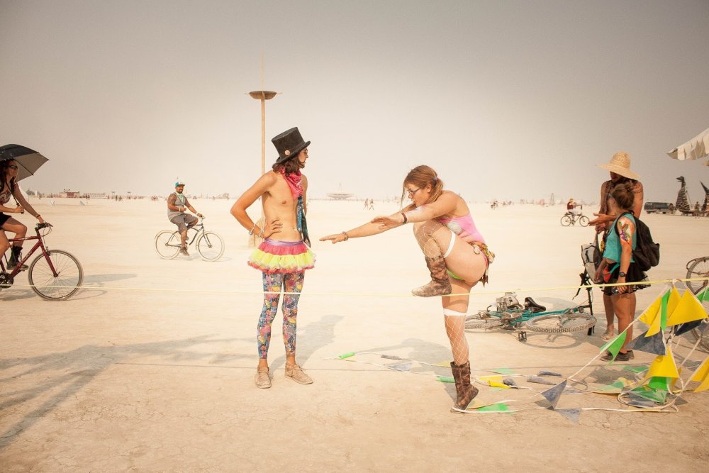 Naked guys at the Burning Man festival