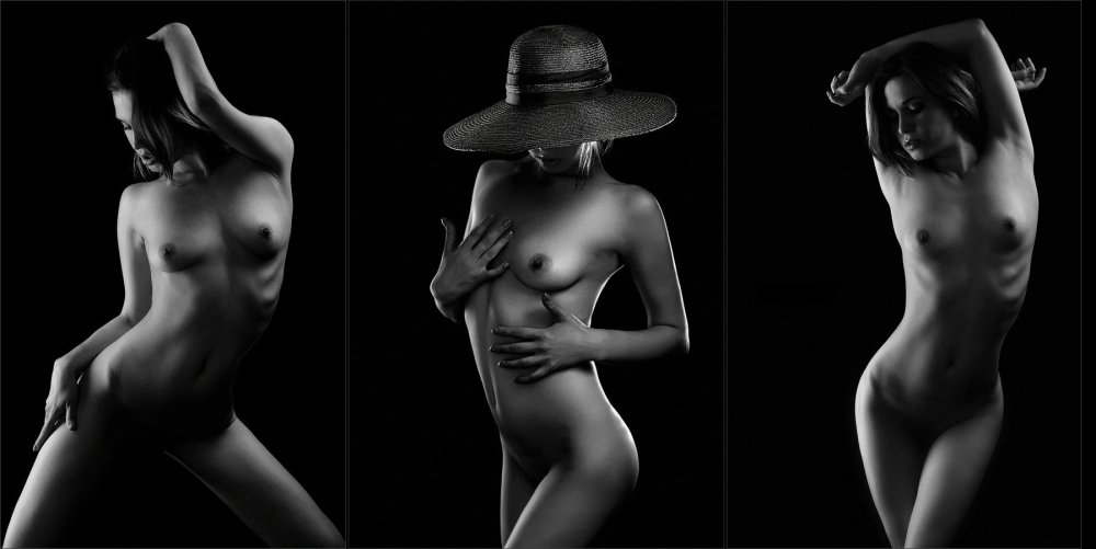 Poses for a photo shoot in the style of nude
