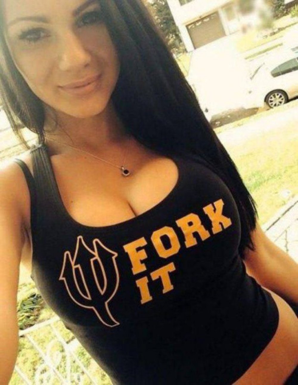 Busty girl in a T -shirt