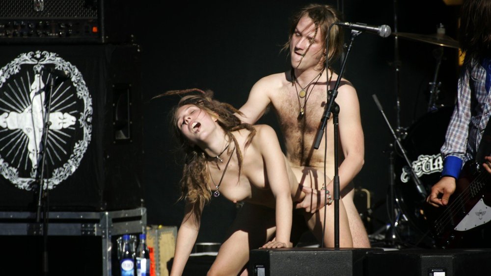 Naked rock singer at a concert