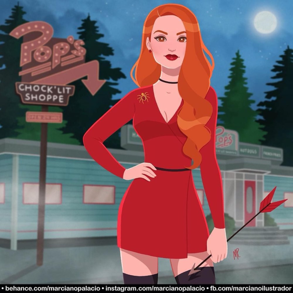 Portrait of Cheryl Blossom with a pencil