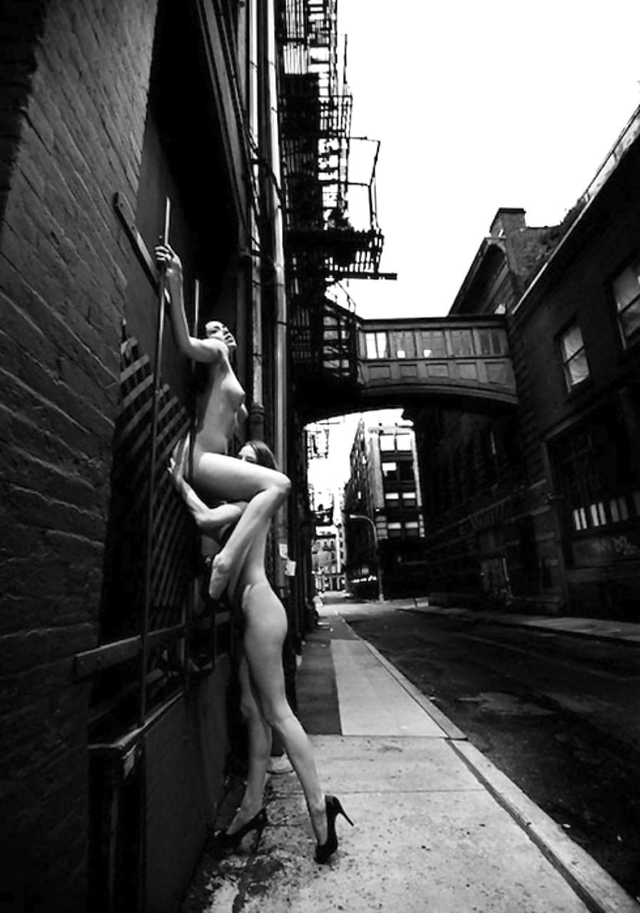 Naked photo shoot on the roof