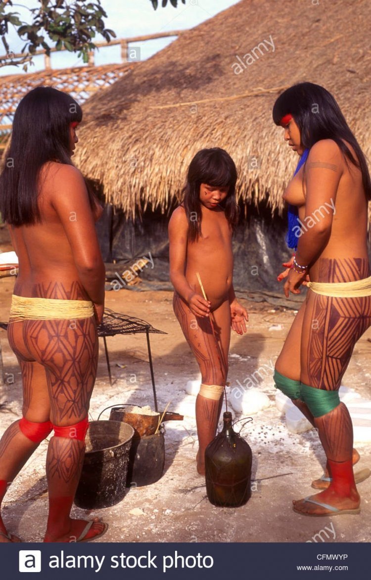 Naked women of the Yanomamo tribe