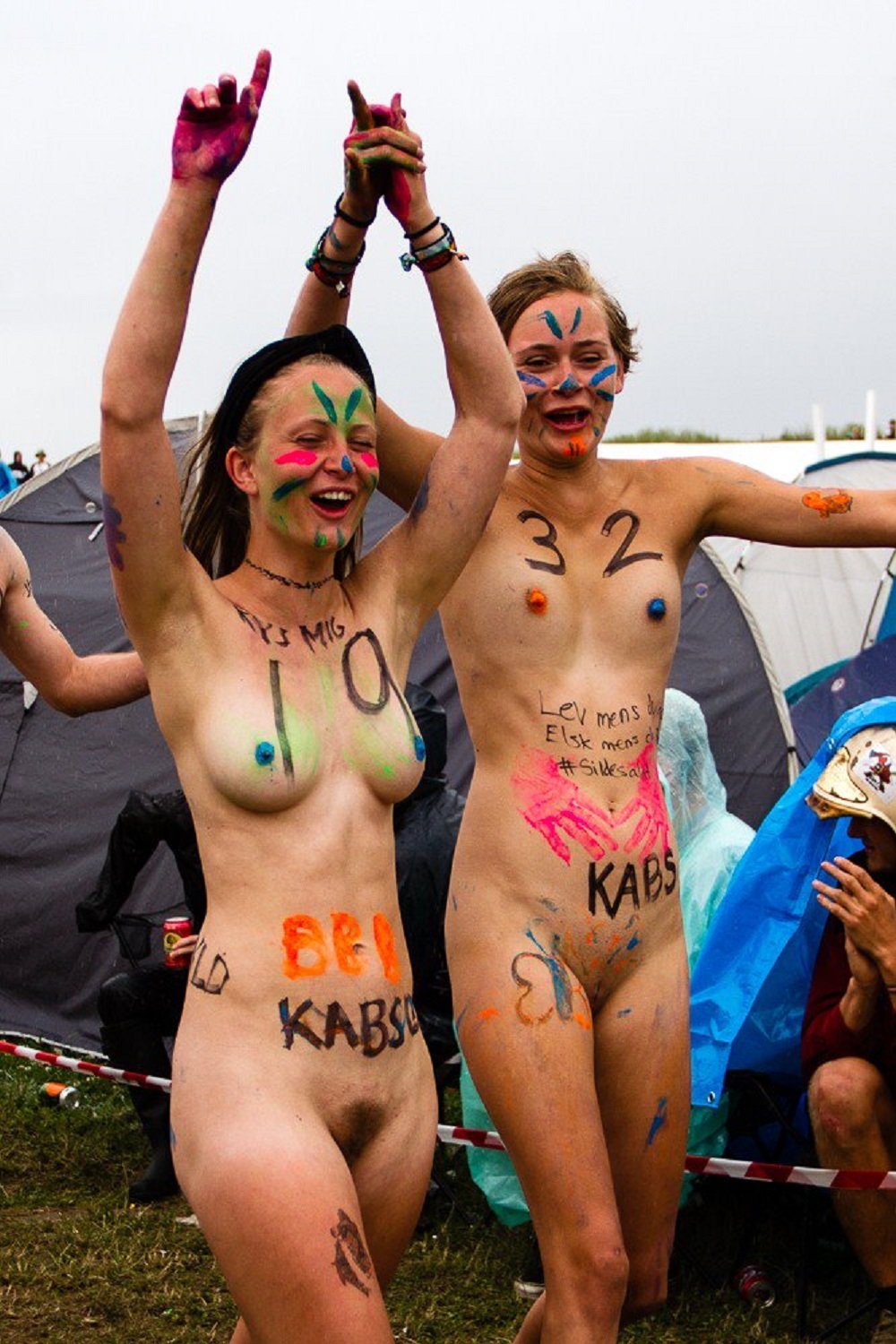 Naked young at the festival