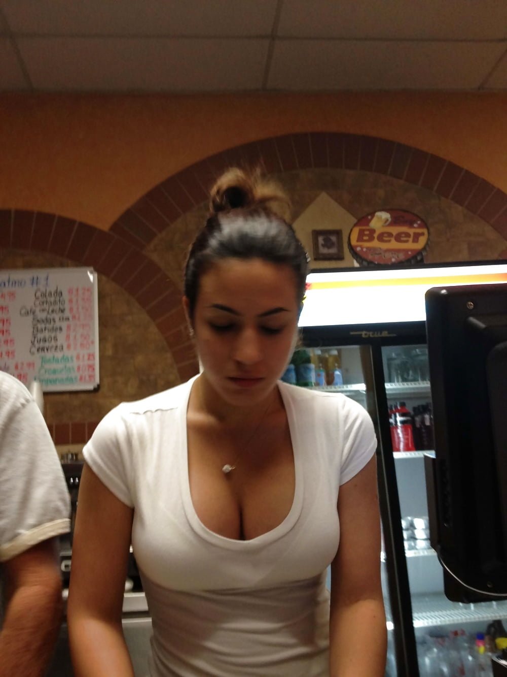Big Tits Voyeur Teasing Guy During Painting