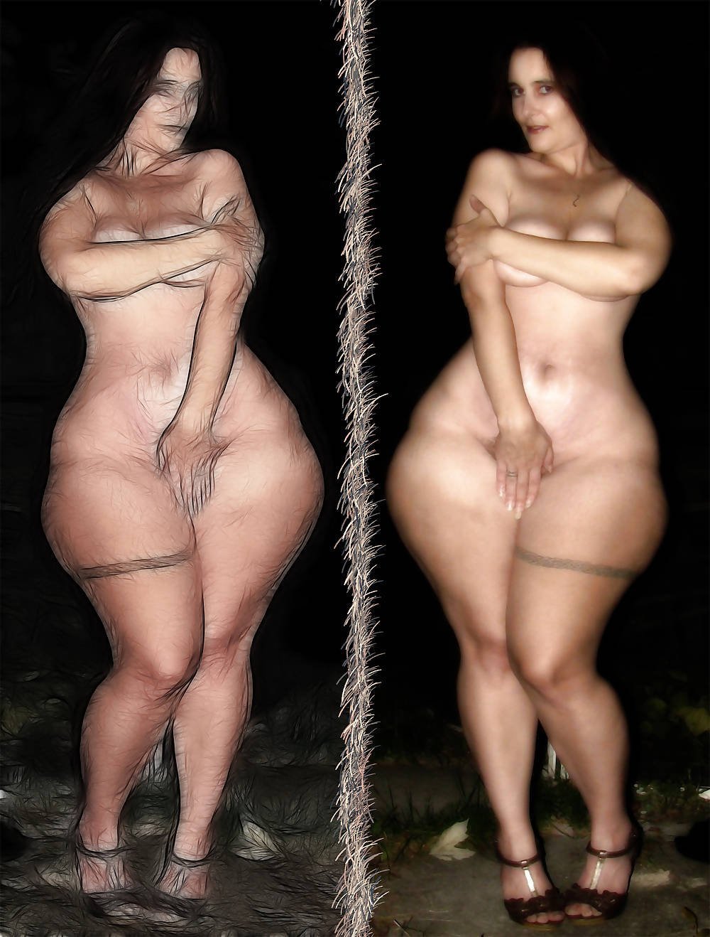 Naked women with full hips