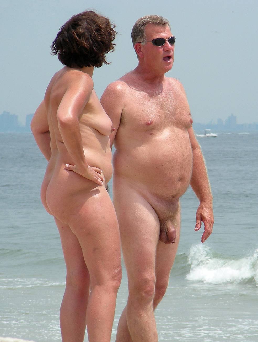 Naked elderly couples on the beach