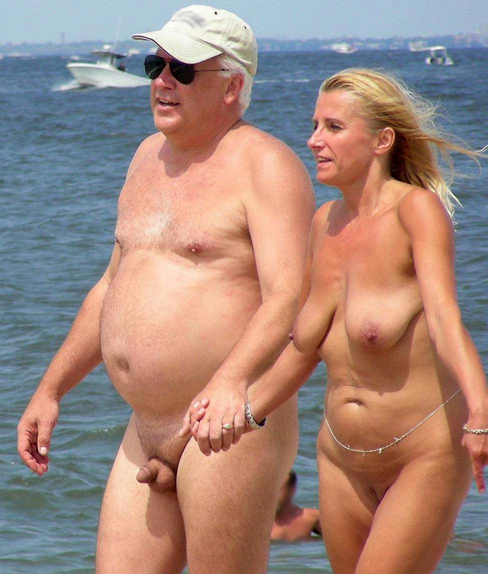 Naked elderly couples on the beach
