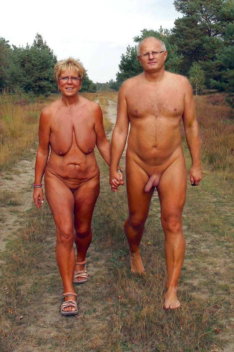 Naked elderly couples on the beach