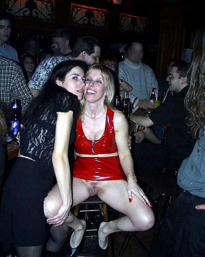 Girls in a club without panties