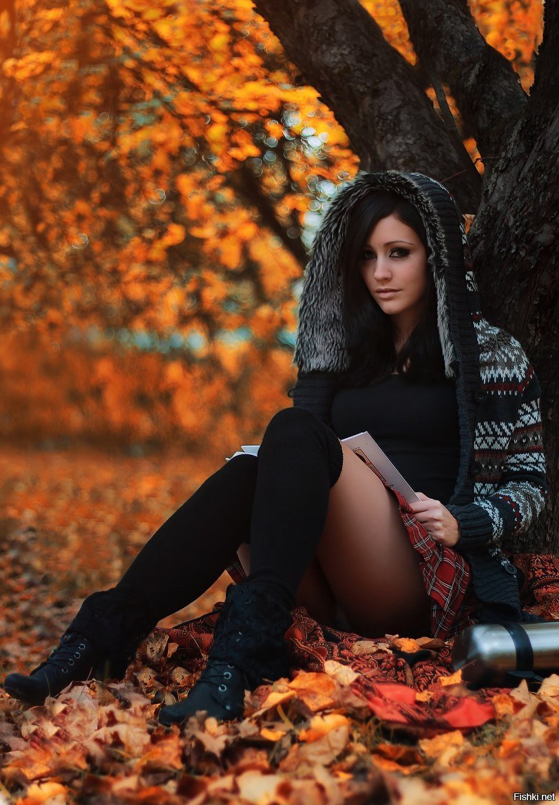 Beautiful girls in the fall