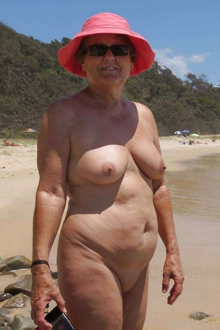 Old women on a nudic beach