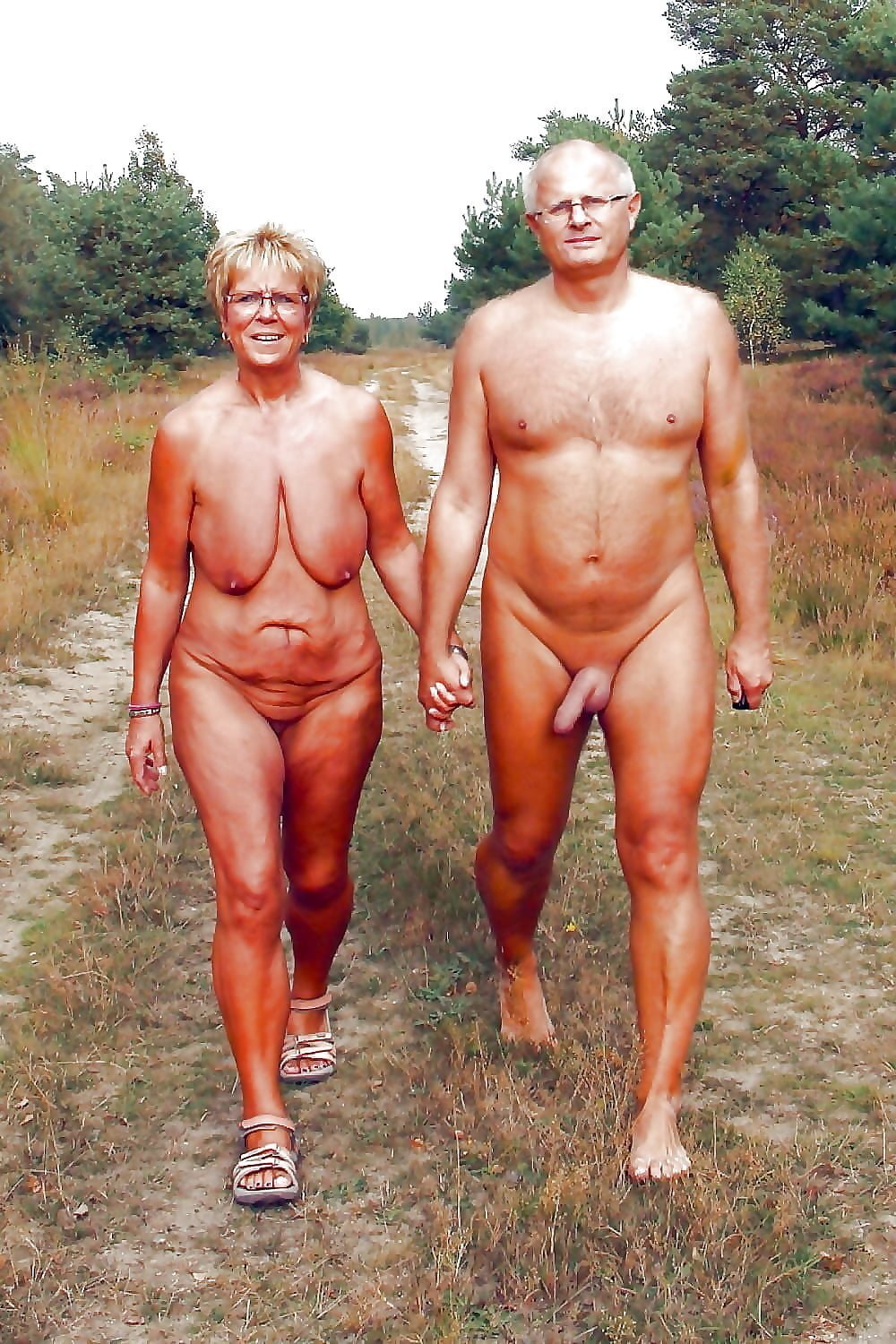 Groups of elderly nudists