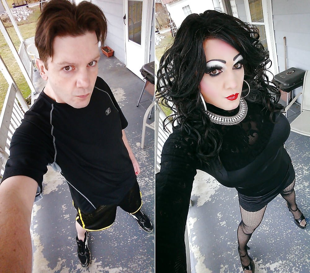 Crossdresser on the knees
