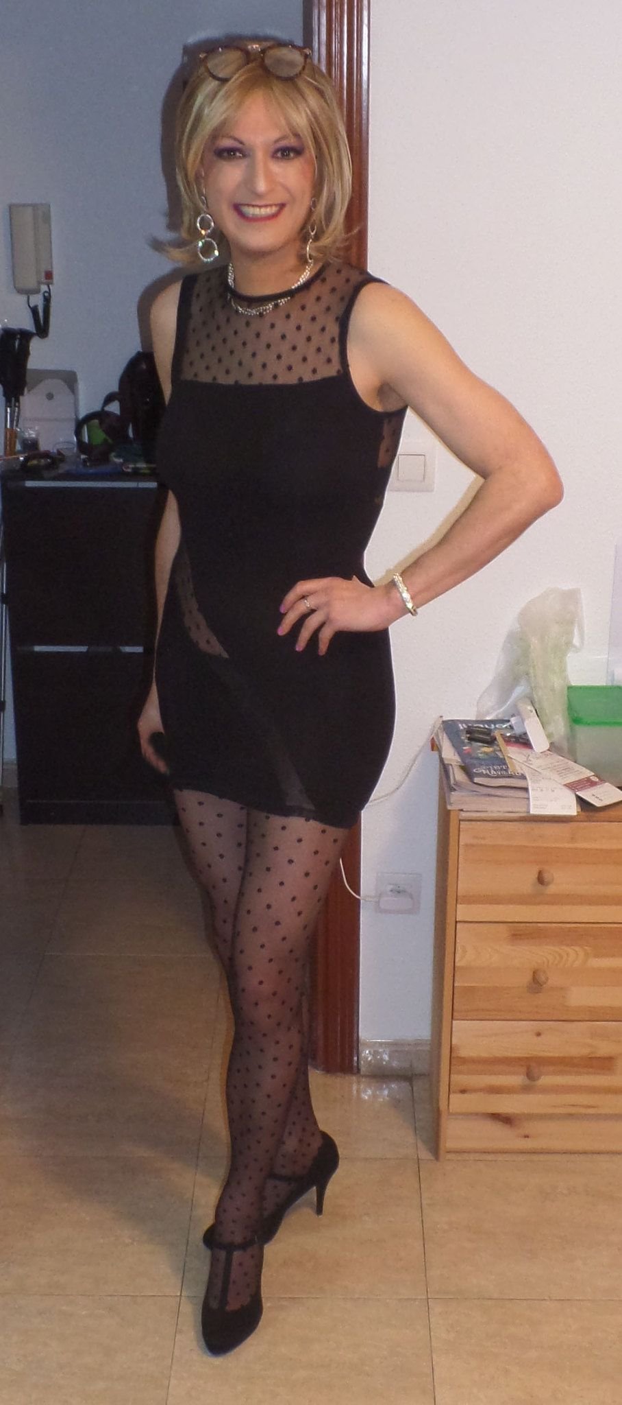 Mature crossdresser in stockings