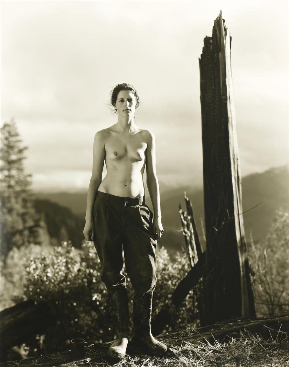 Men naked in nature