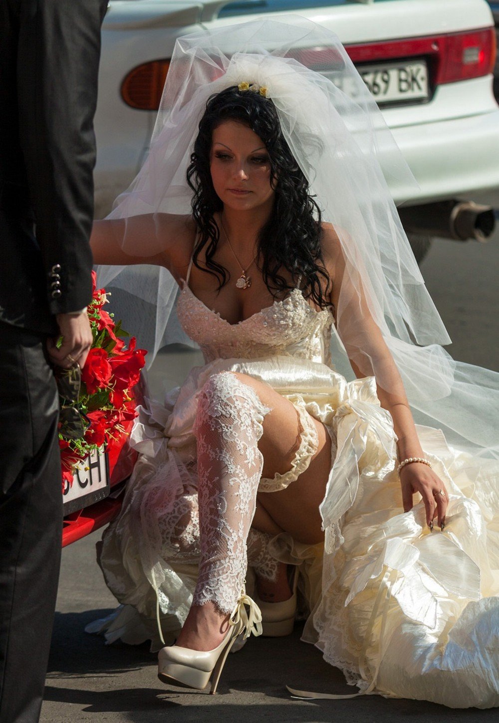 The bride has a dress