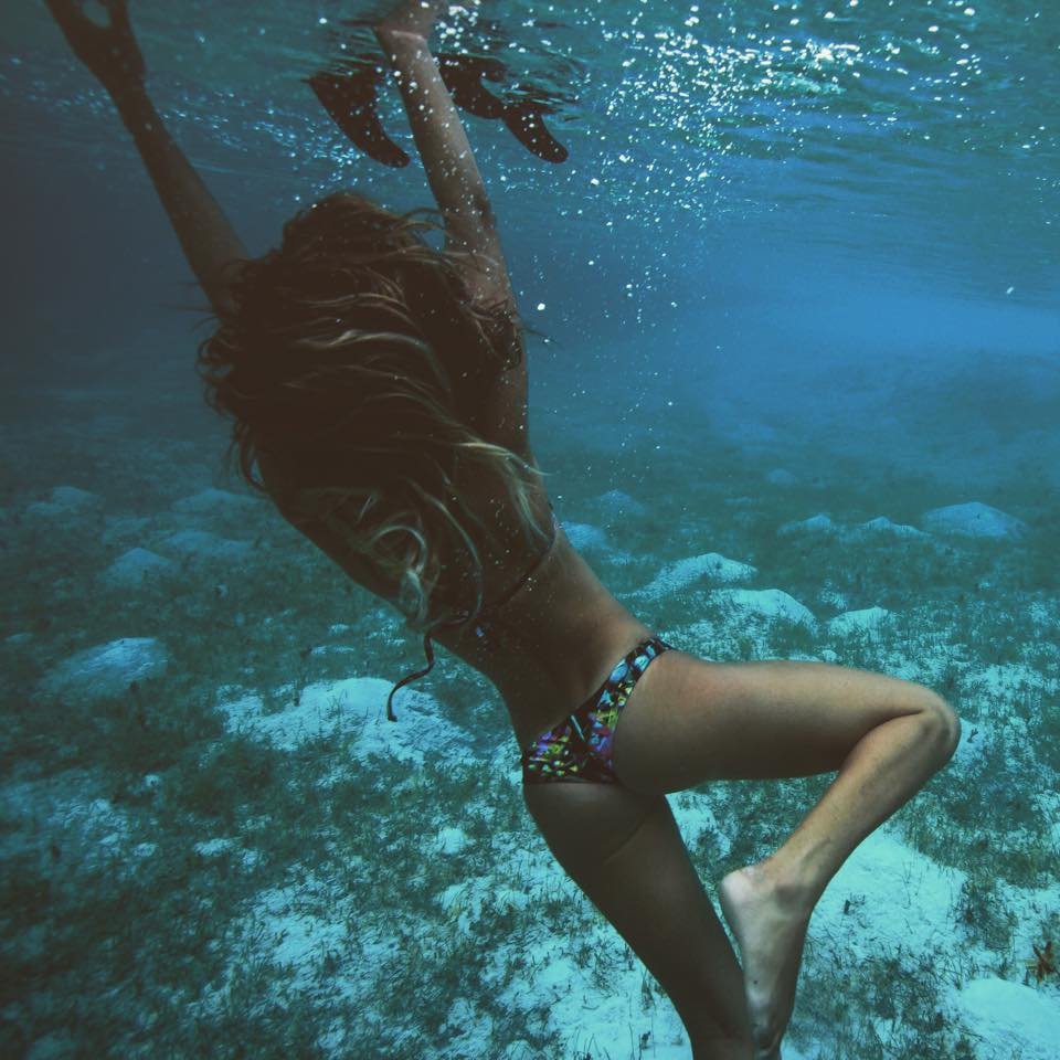 The girl floats