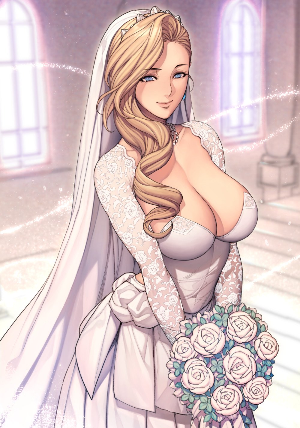 The bride is breasts