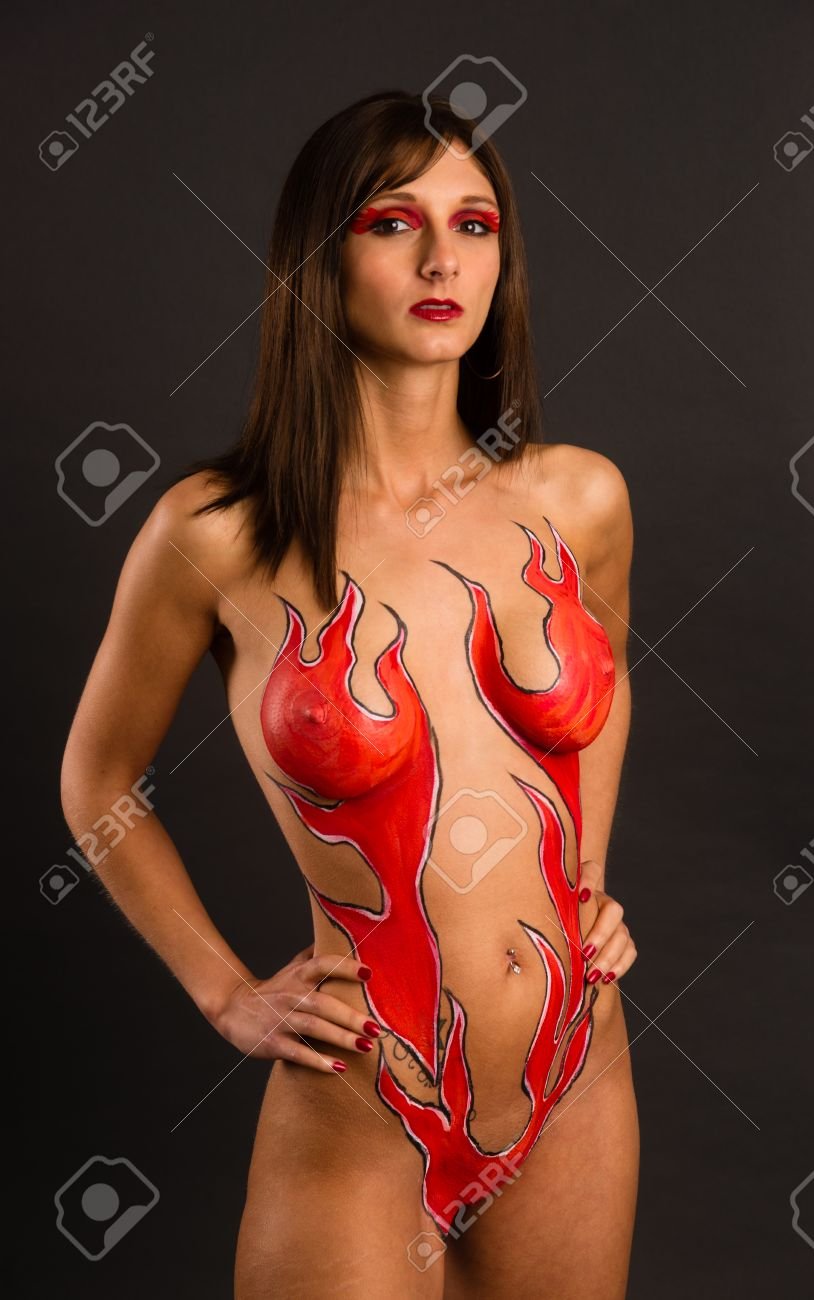 Body art women with big breasts
