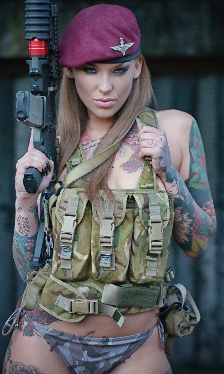 Beautiful girls in camouflage