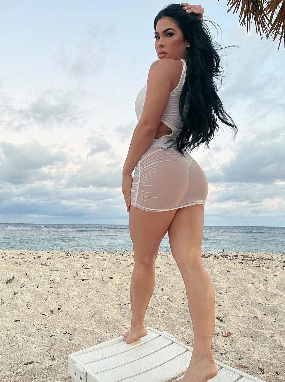 Tracy Cortes and Ostovich in a swimsuit