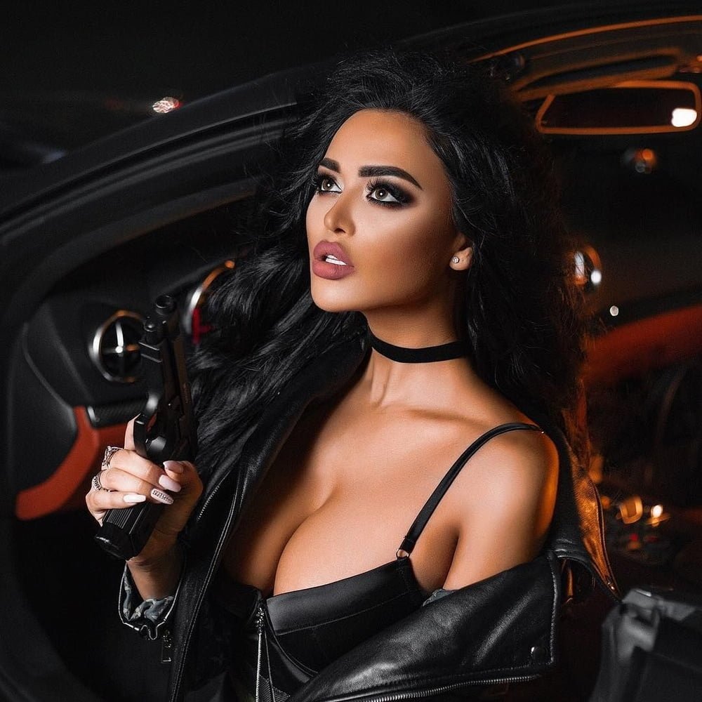 Kuzmina Nita in a leather jacket