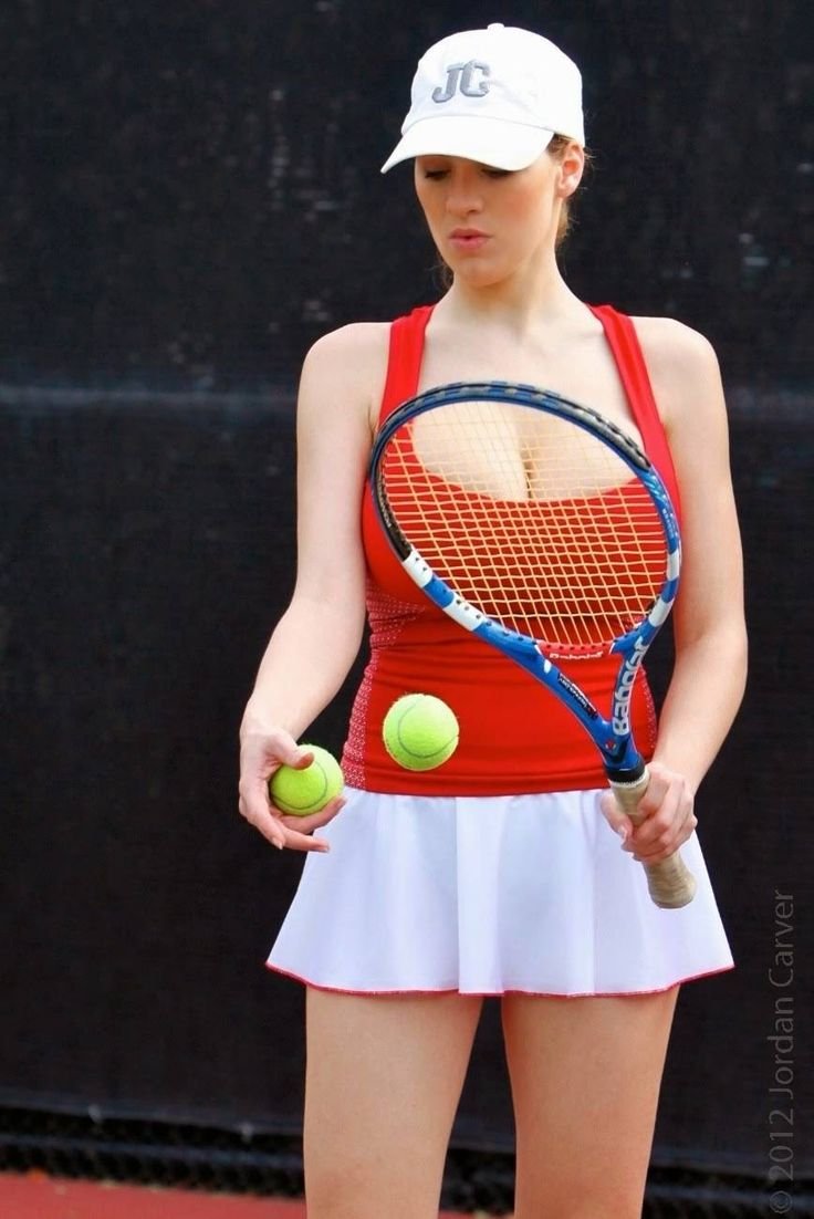 Busty tennis player