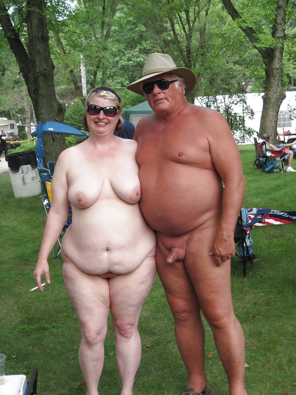 Old women nudist on the beach