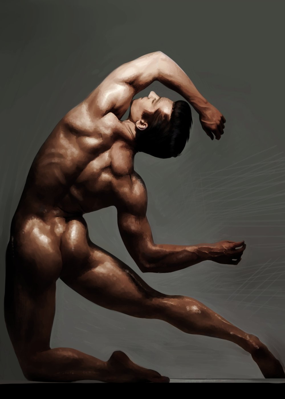 Artistic nudity of a man