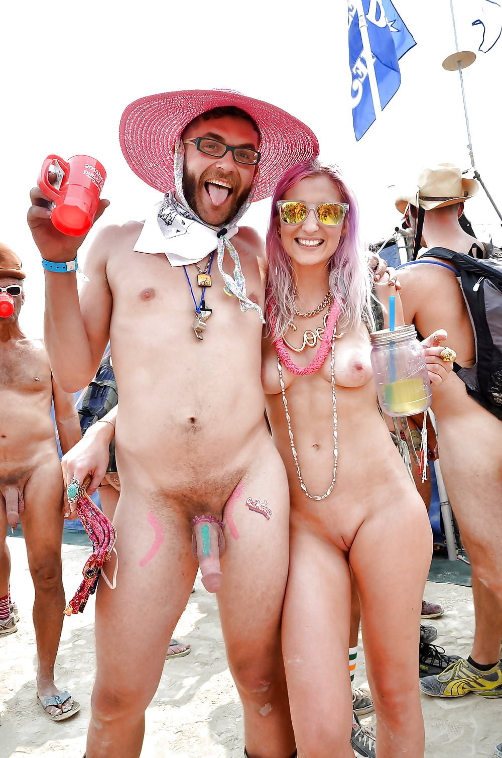 Nudist party naked