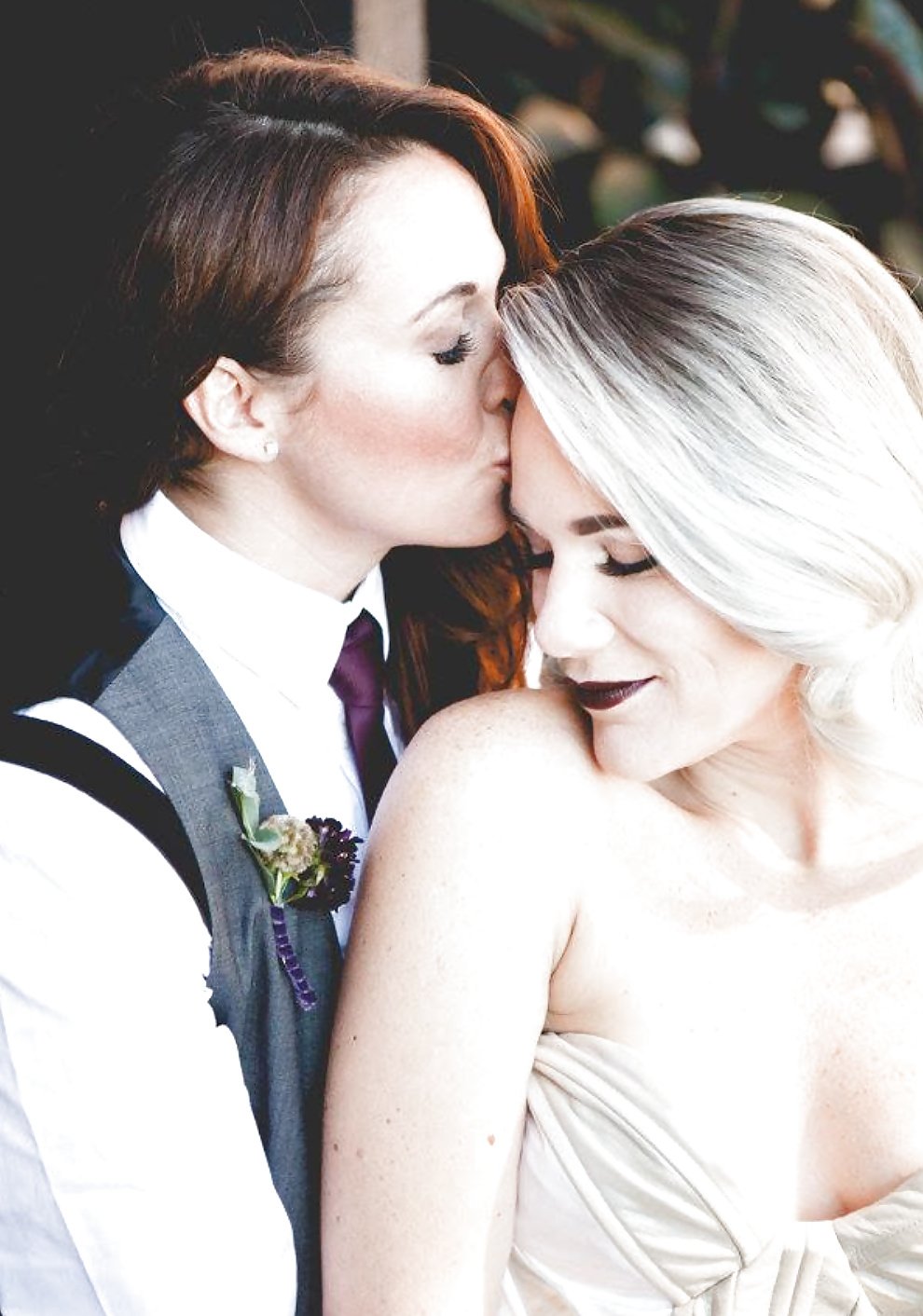 Beautiful lesbians in wedding dresses