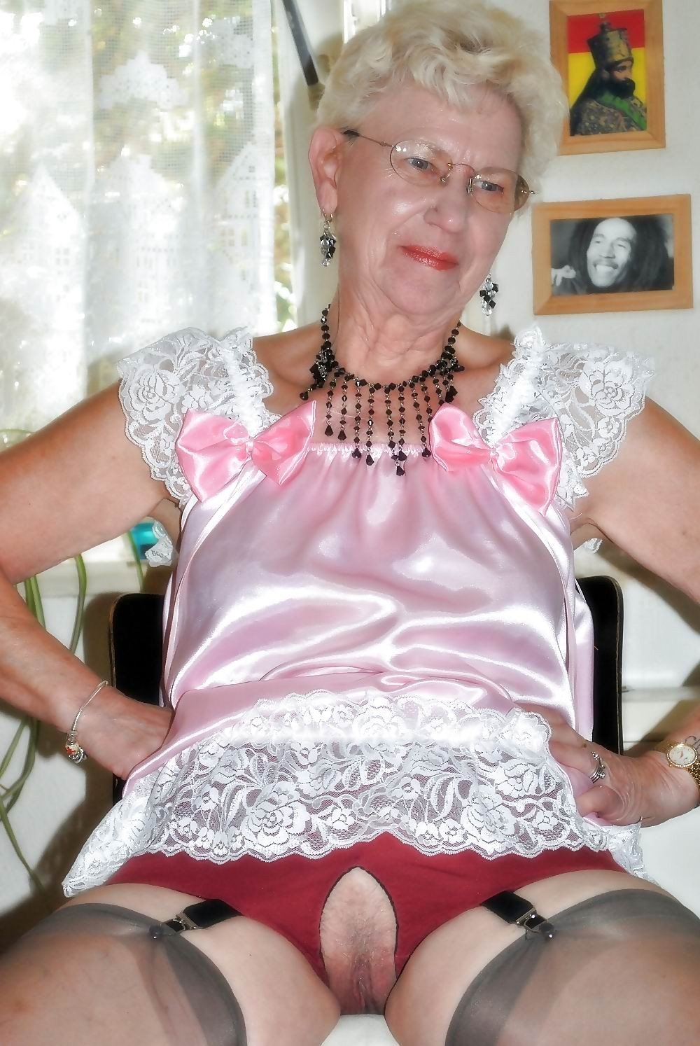 Mature grandmother in erotic lingerie