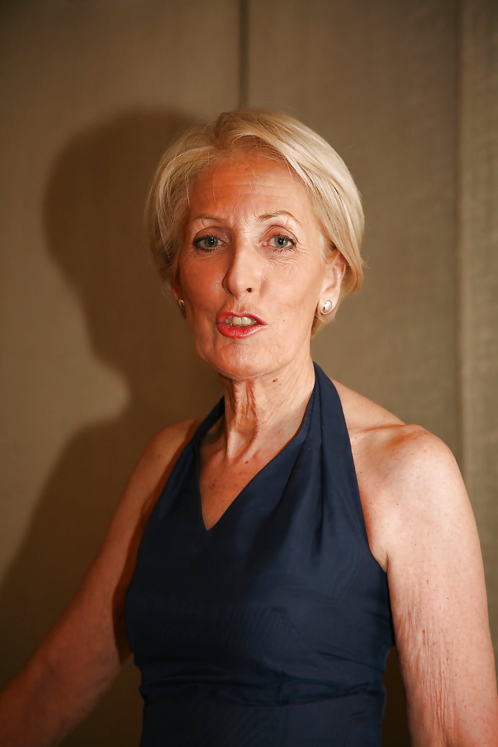 Old women with a large neckline