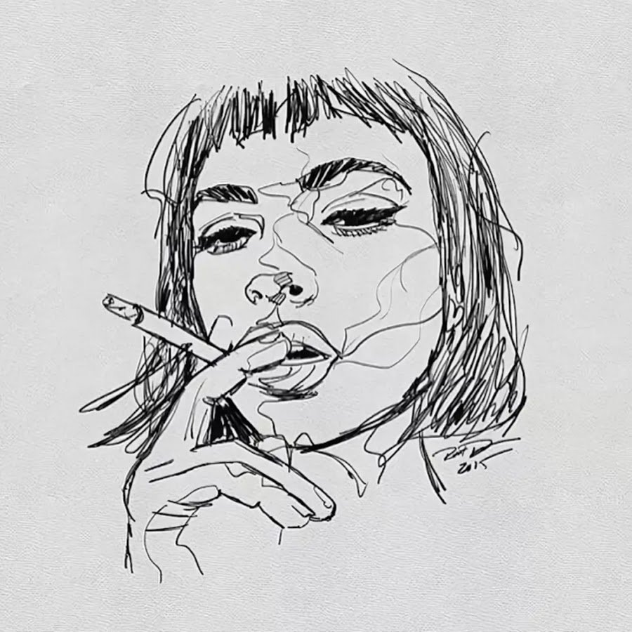 Drawings of smoking girls