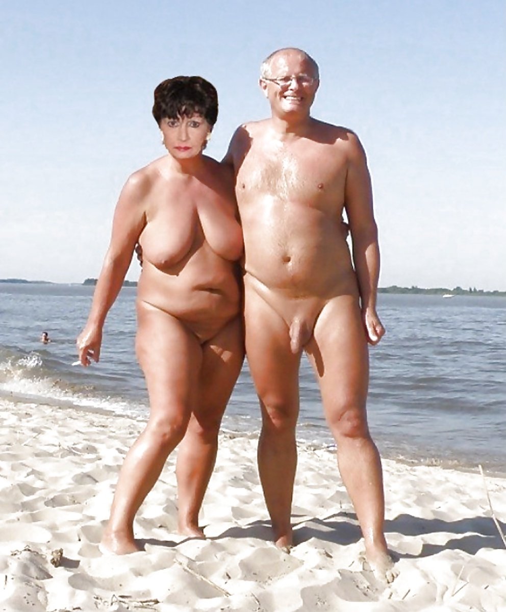 Naked tanned old woman