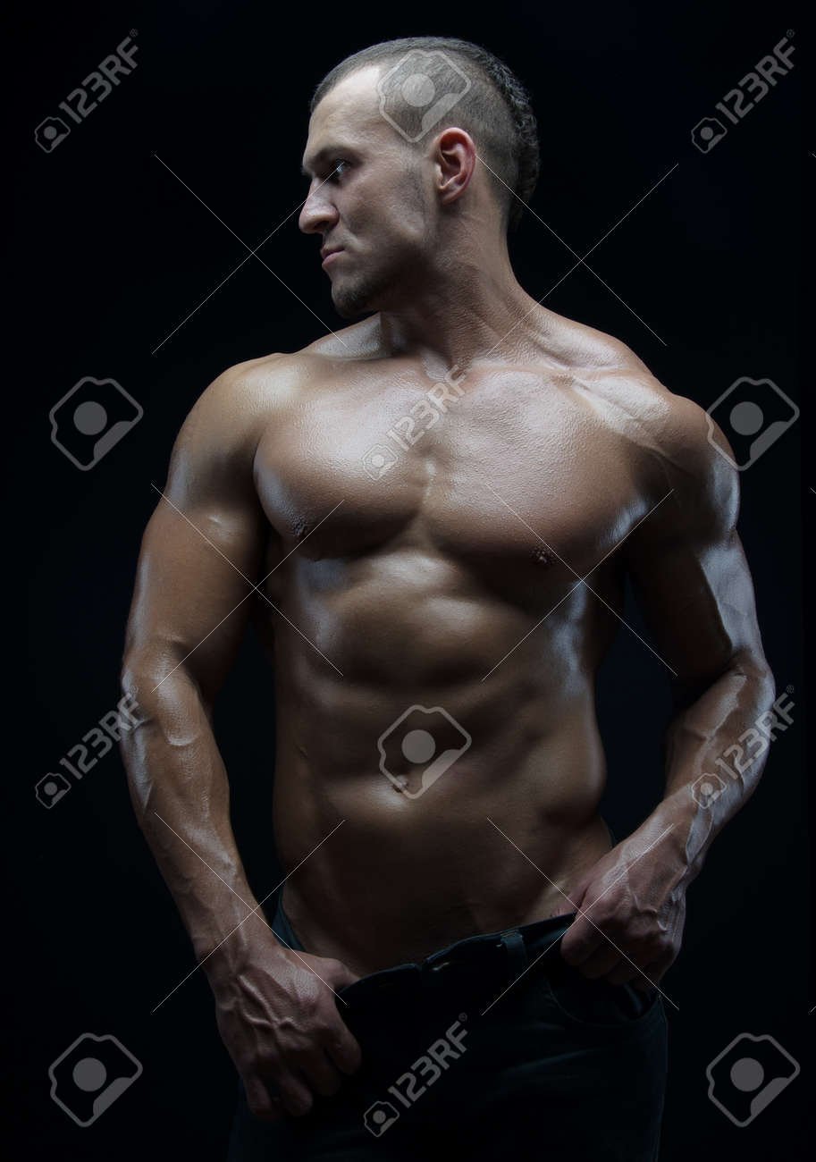 Sprinking guy naked torso