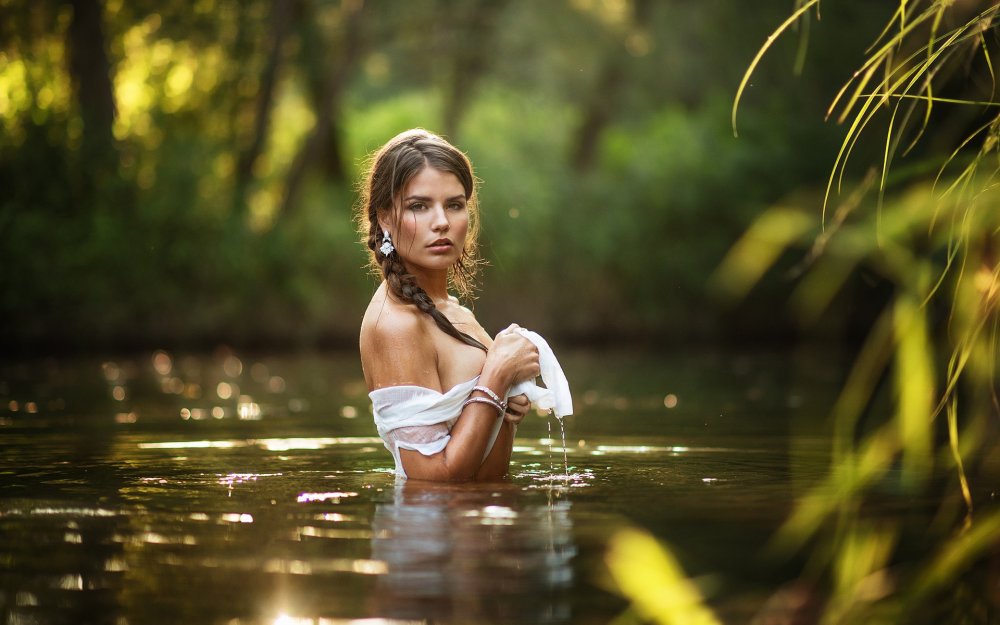Huge boobs on the river