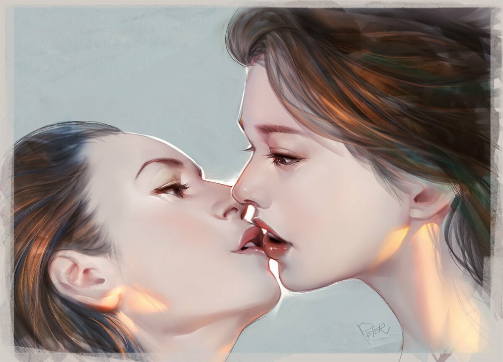 Kiss girls art