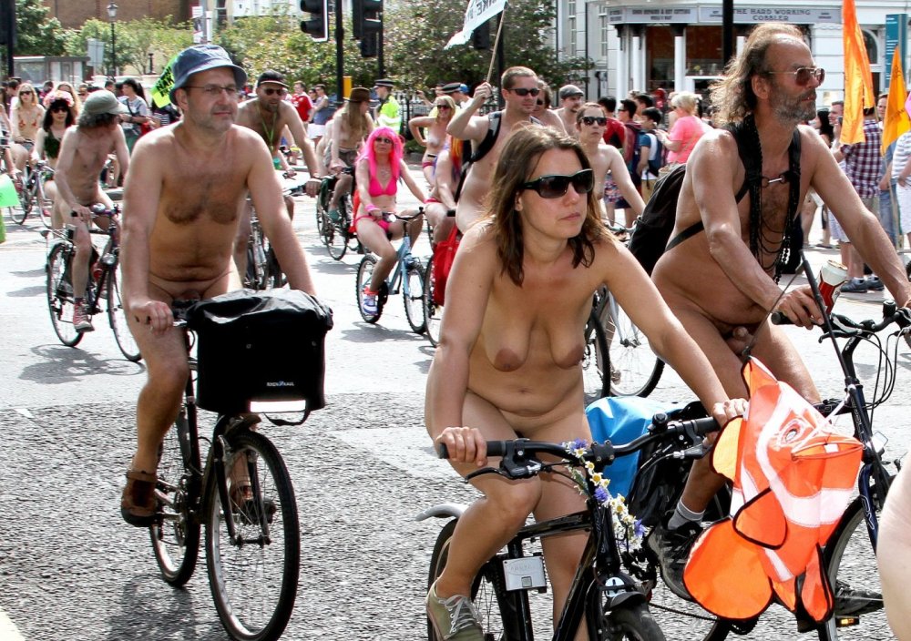 Women's parade with bare breasts