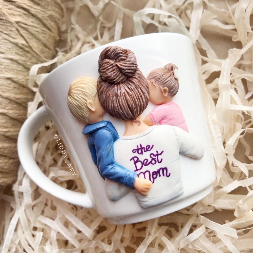 Mom and baby from polymer clay