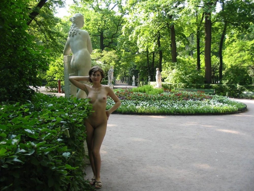 Naked beauties in the park