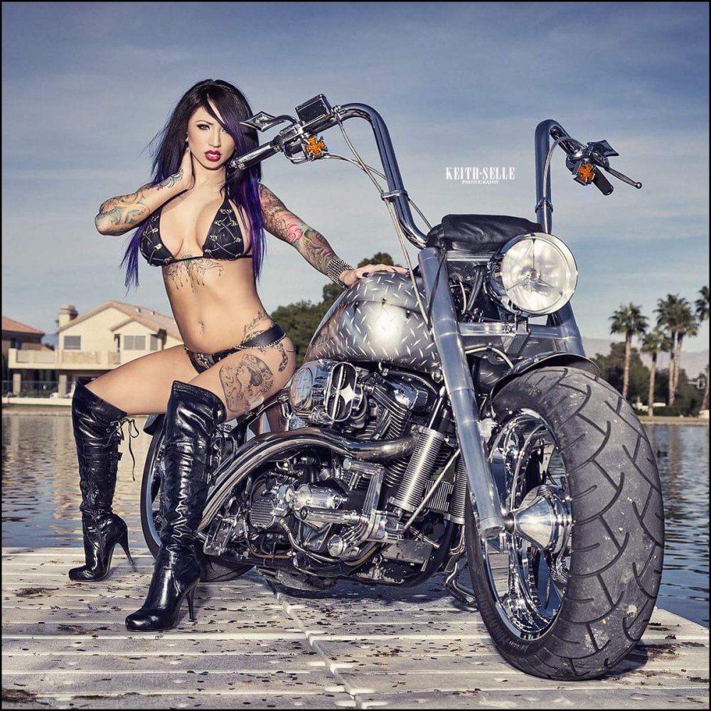 Naked pair on a motorcycle