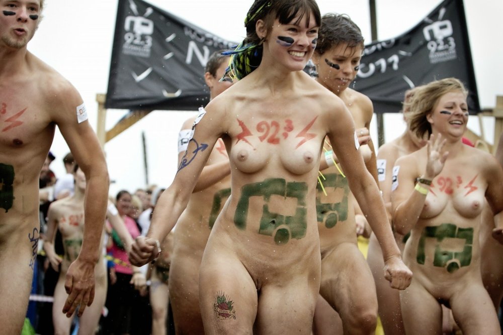 Naked girls on Roskilde Naked Run Festival