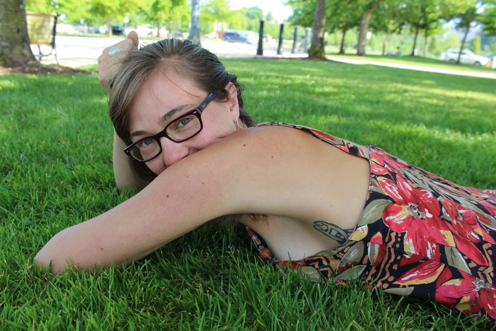 Hanging breasts with wrinkles