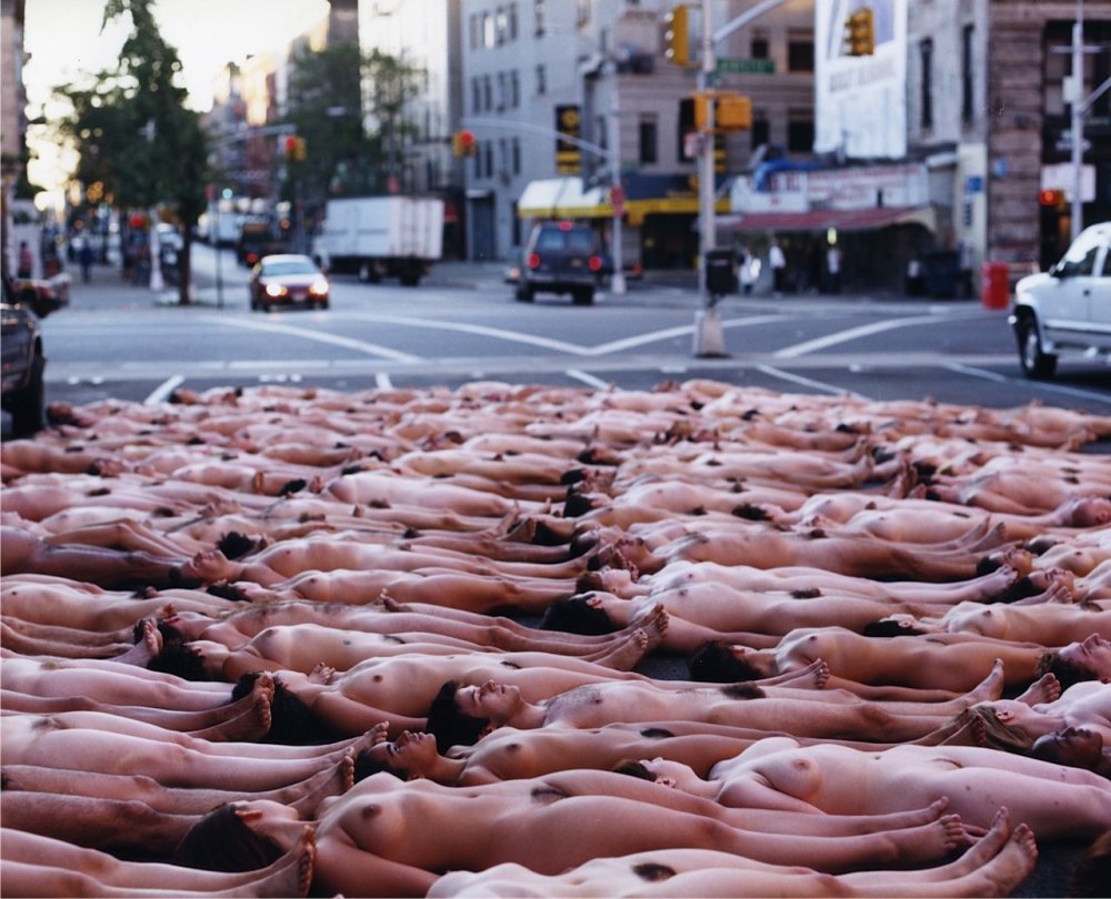 Naked nudists in public