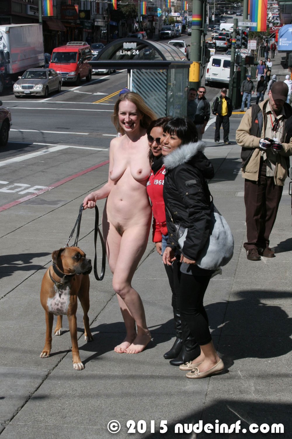 Naked women in crowded places