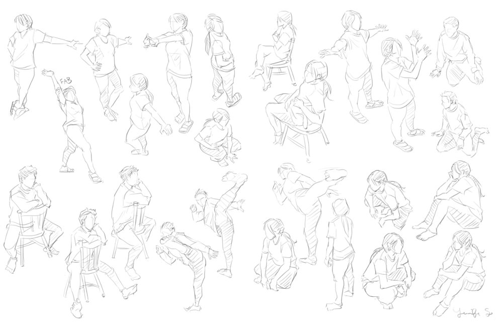 Anatomy poses on cards