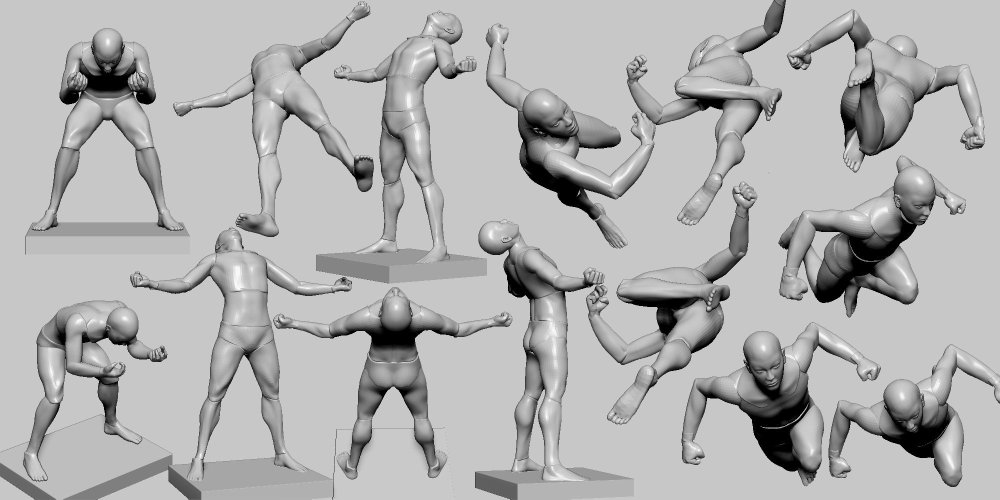 Girls in the action poses reference